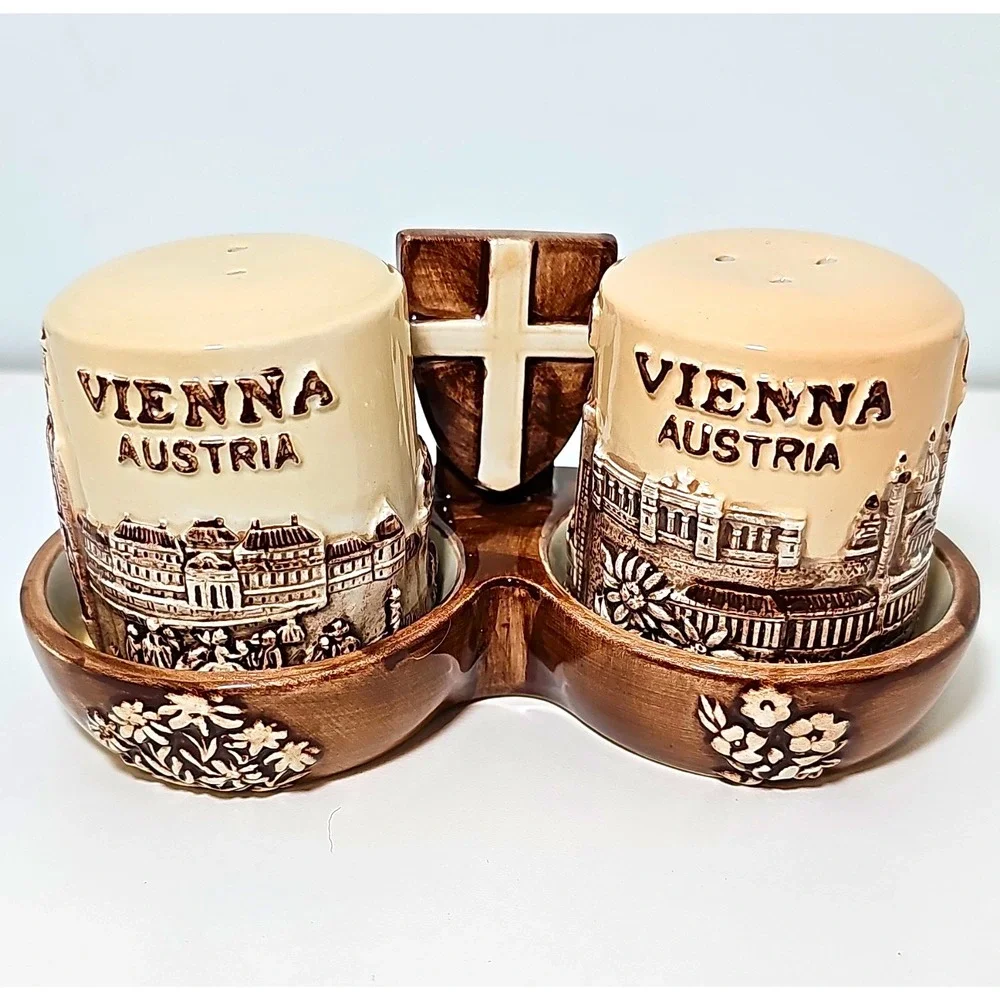 Risch Lau Vienna Austria Cityscape Salt Pepper Shakers Ceramic Holder